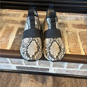 Snakeskin Slip-On Sneakers with Black Straps